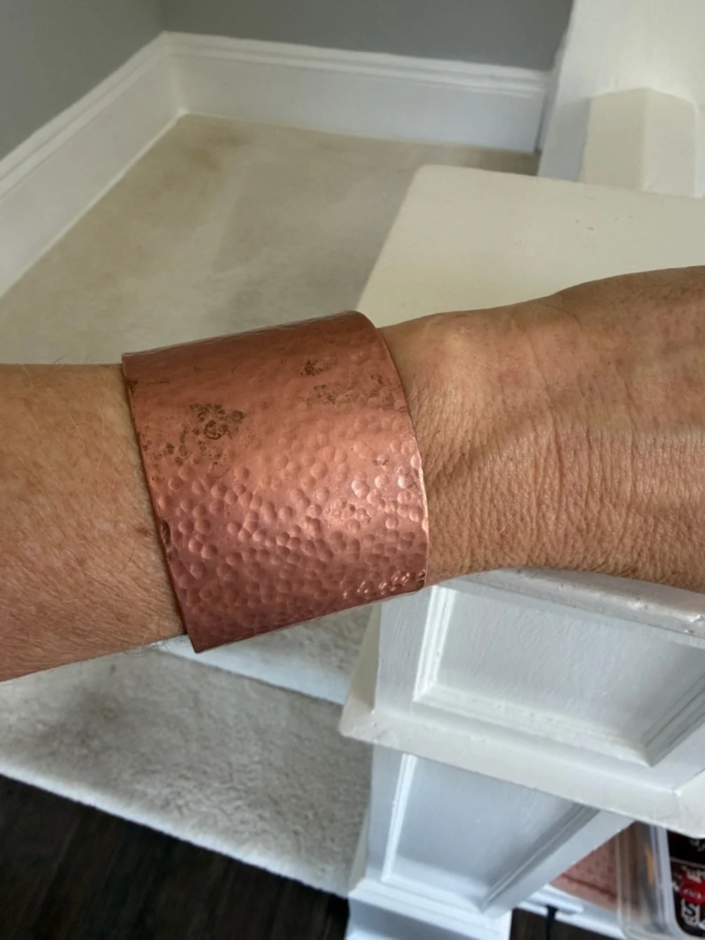 Copper Hammered Cuff Bracelet - Rose Copper Fashion Bangle